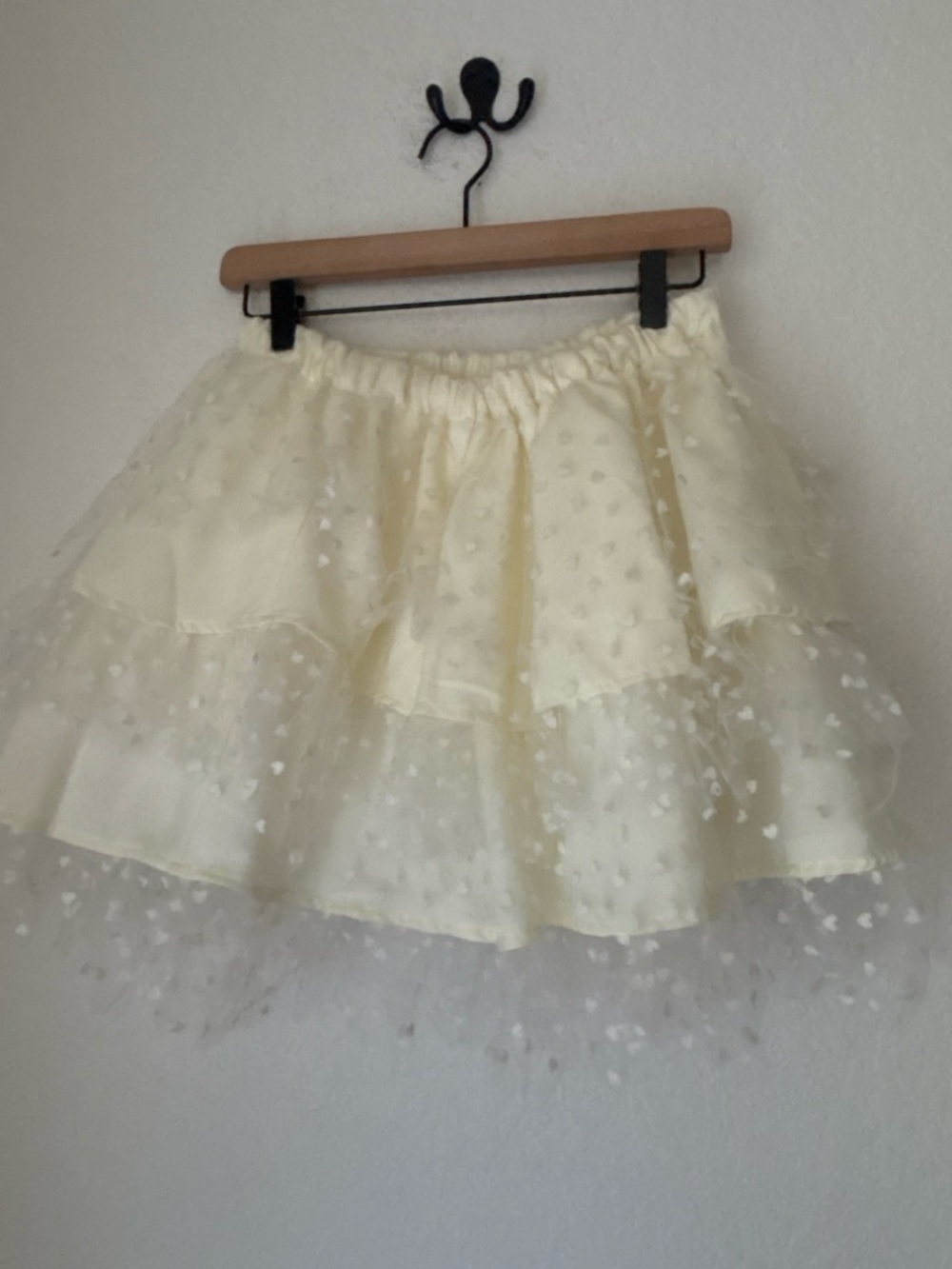Tiered Ivory Dot/ heart  Tulle Skirt - Women size medium